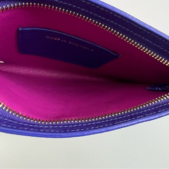 Kate Spade On Purpose pebbled leather zip bow wristlet Rwanda purple blue - Picture 7 of 10